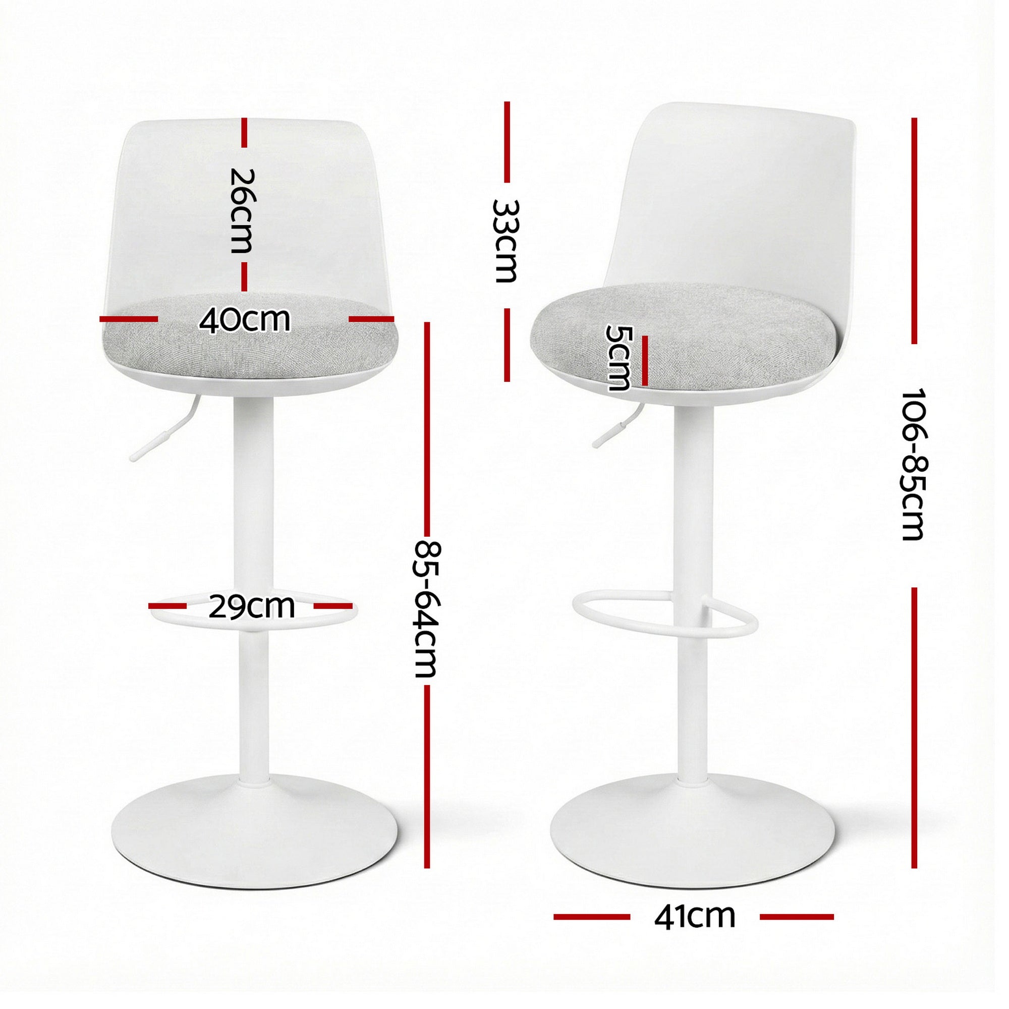 Artiss 4x Bar Stools Kitchen Swivel Gas Lift Counter Dining Chair Curved White