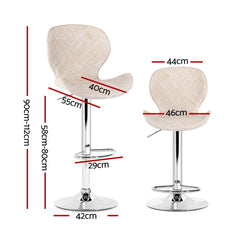 Artiss Set of 4 Bar Stools Kitchen Swivel Gas Lift Counter Chair Wing PE Rattan Beige
