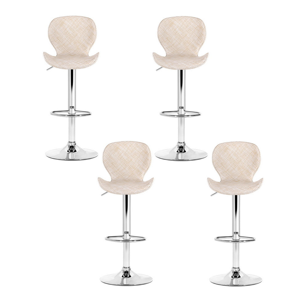 Artiss Set of 4 Bar Stools Kitchen Swivel Gas Lift Counter Chair Wing PE Rattan Beige