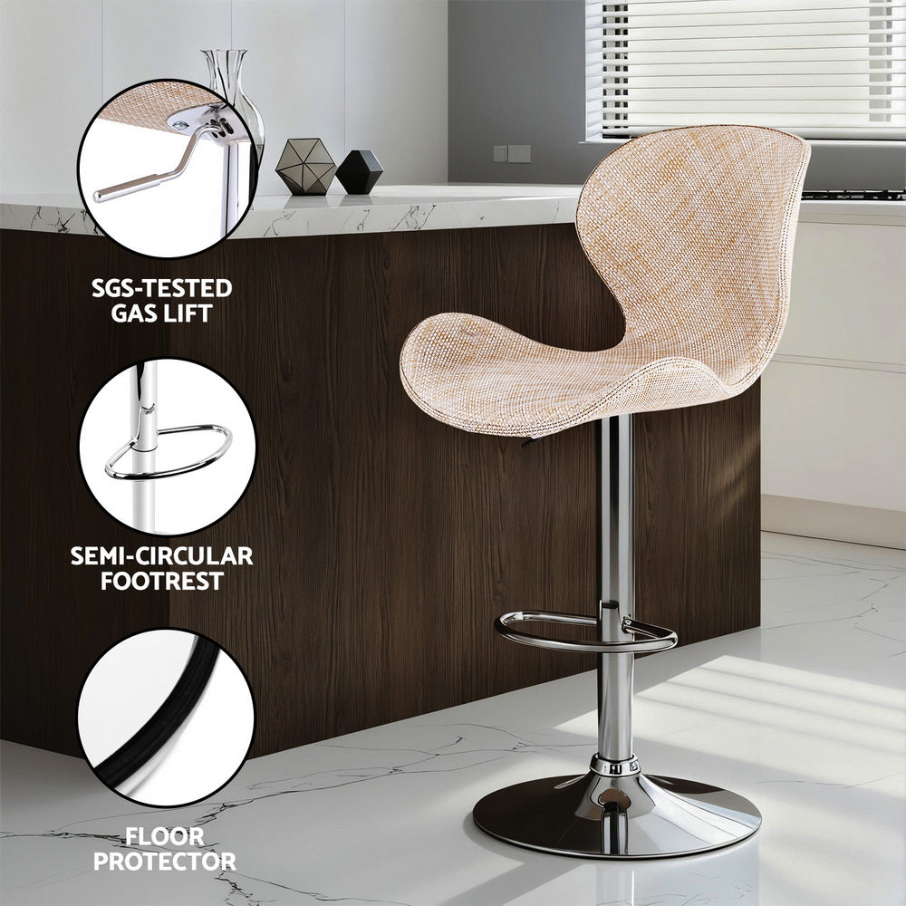 Artiss Set of 4 Bar Stools Kitchen Swivel Gas Lift Counter Chair Wing PE Rattan Beige