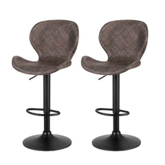 Artiss Set of 2 Bar Stools Kitchen Swivel Gas Lift Counter Chair Wing PE Rattan Brown