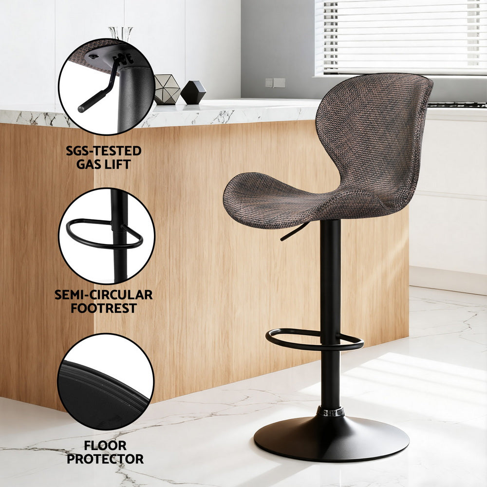 Artiss Set of 2 Bar Stools Kitchen Swivel Gas Lift Counter Chair Wing PE Rattan Brown