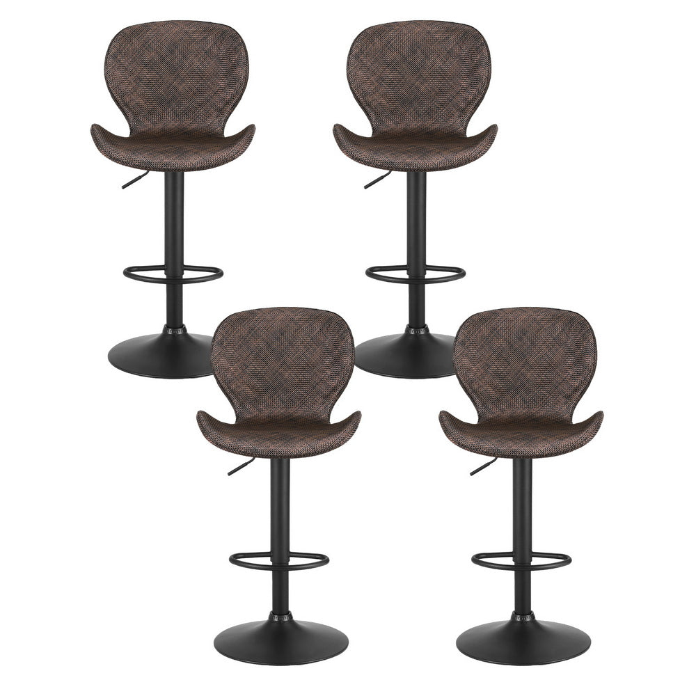 Artiss Set of 4 Bar Stools Kitchen Swivel Gas Lift Counter Chair Wing PE Rattan Brown