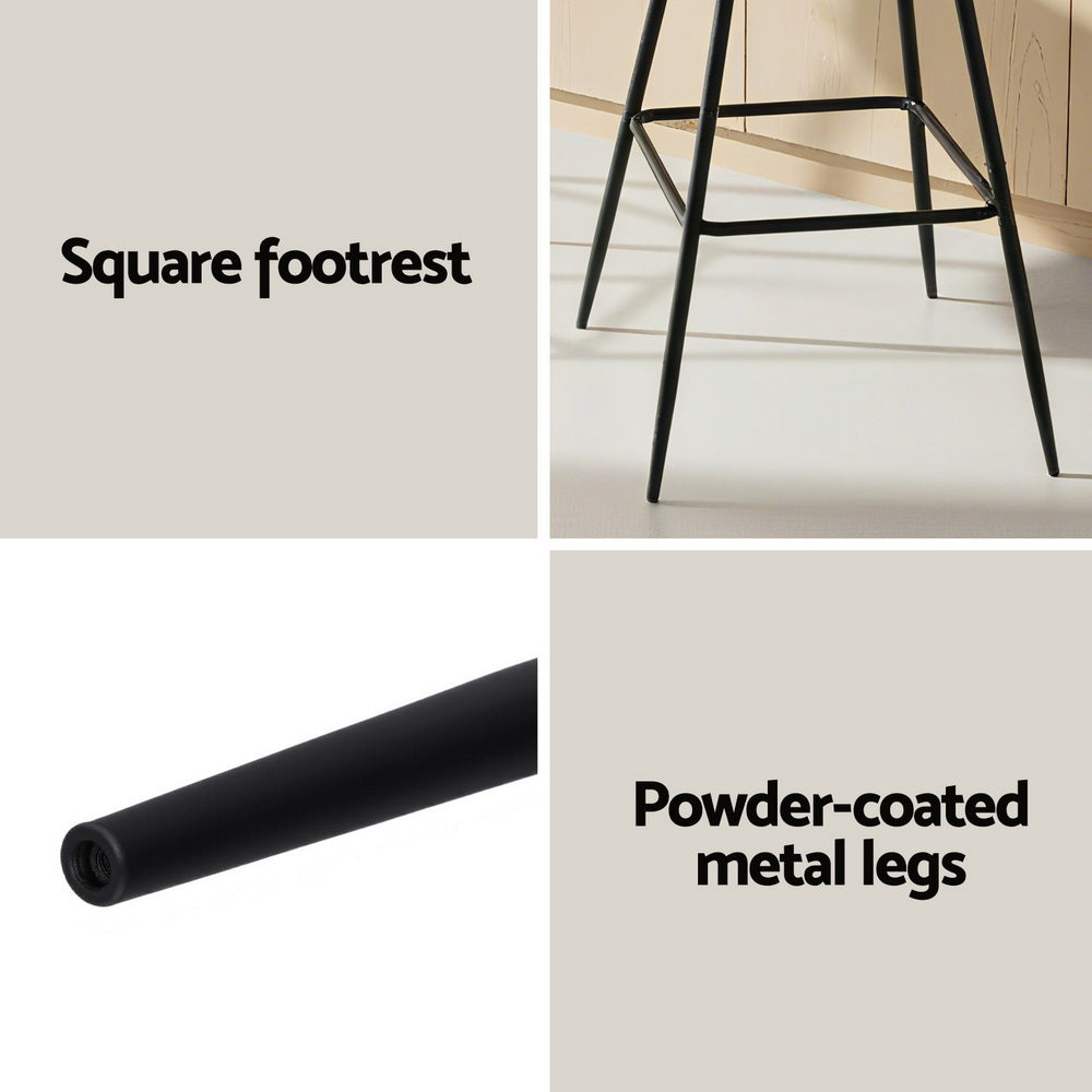 Artiss Set of 4 Bar Stools Kitchen Dining Chair Counter Stool Woven Velvet Metal Ivory