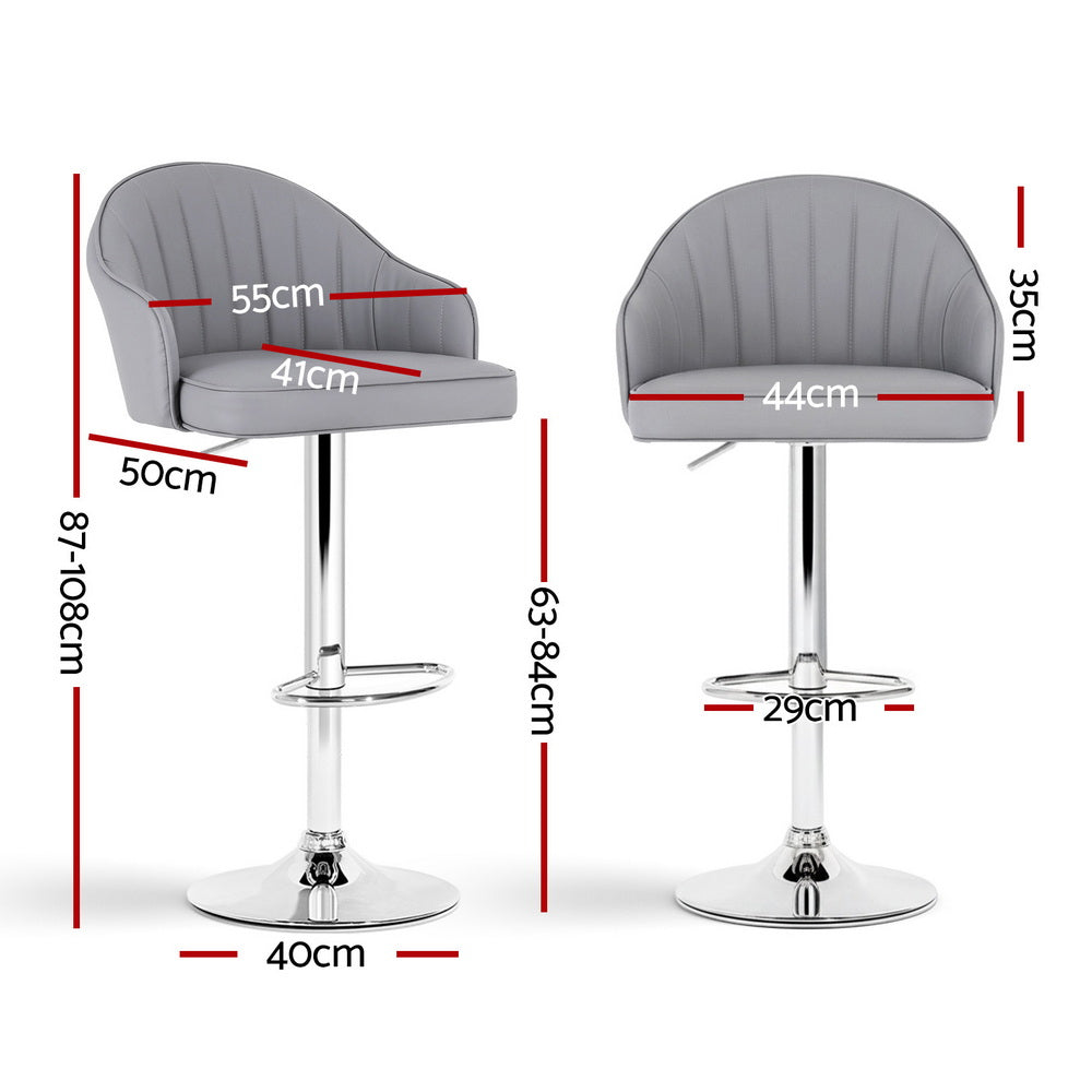 Artiss 4x Bar Stools Kitchen Swivel Gas Lift Counter Chair Shell Leather Grey