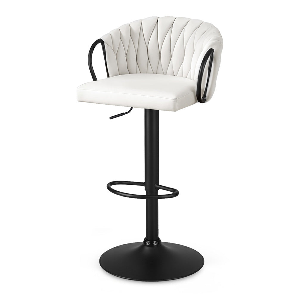 Artiss Set of 1 Bar Stool Single Kitchen Dining Chair Counter Stool Woven Velvet Ivory
