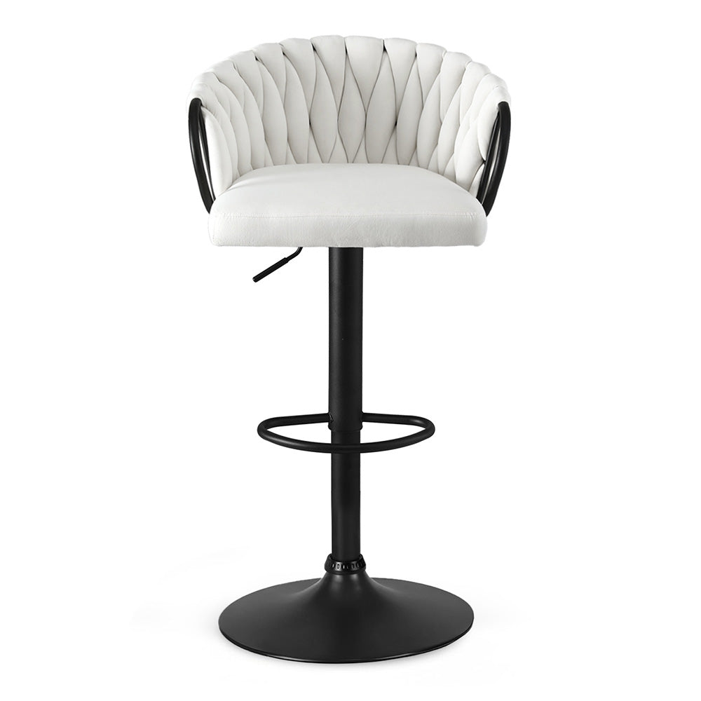 Artiss Set of 1 Bar Stool Single Kitchen Dining Chair Counter Stool Woven Velvet Ivory