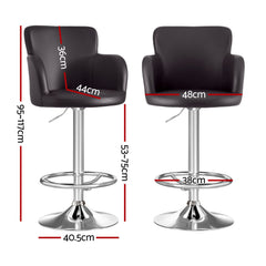 Artiss 4x Bar Stools Swivel Kitchen Chairs Gas Lift Adjustable PU Leather Brown