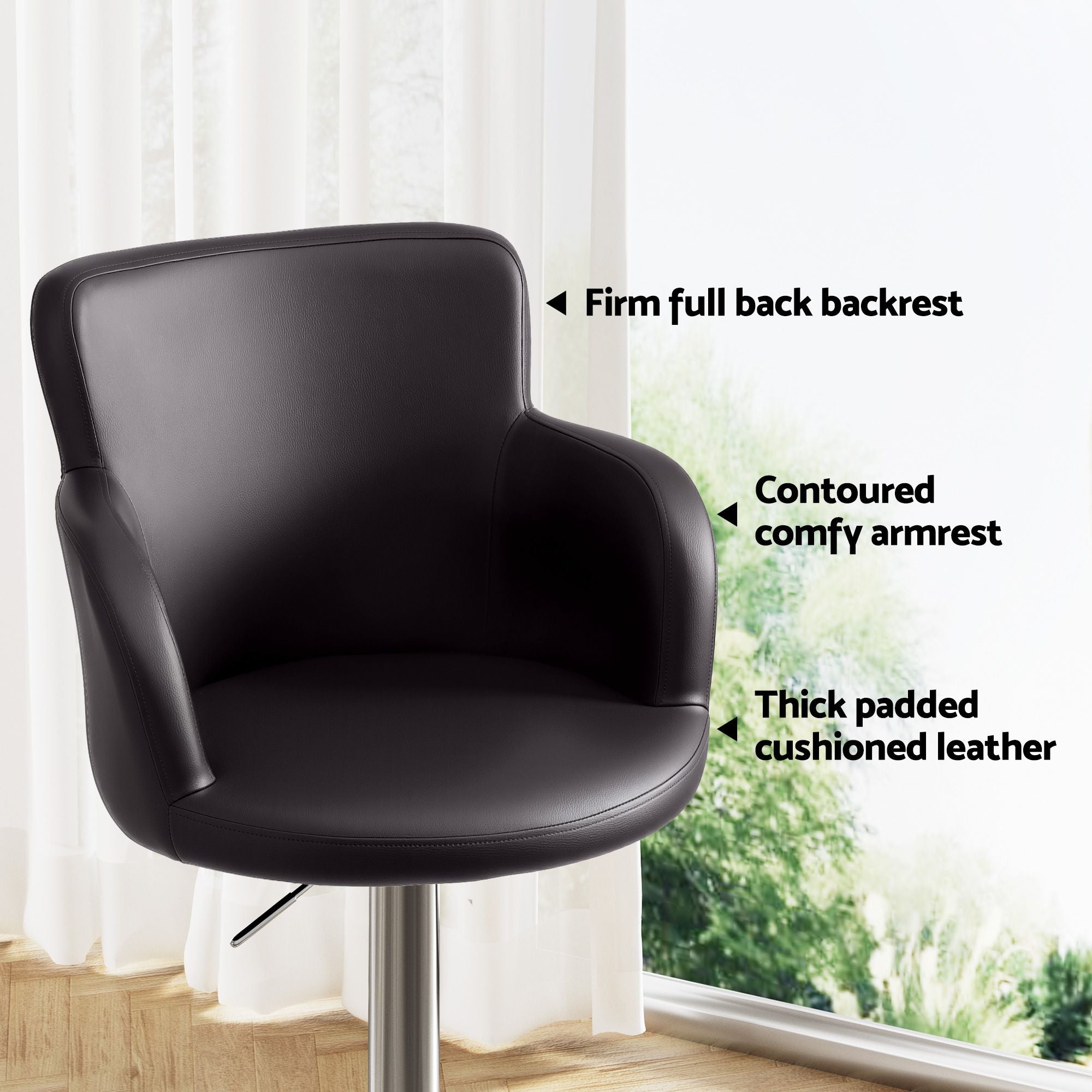 Artiss 4x Bar Stools Swivel Kitchen Chairs Gas Lift Adjustable PU Leather Brown
