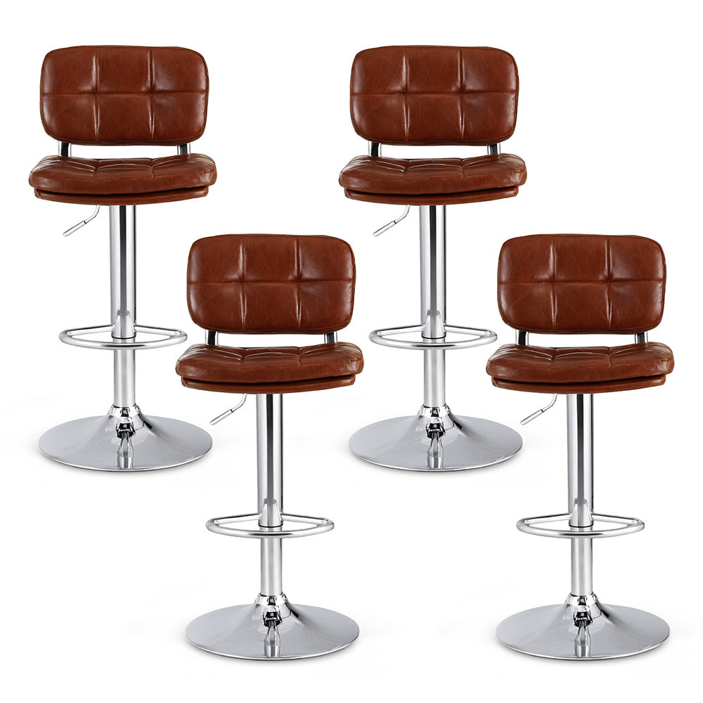 Artiss Set of 4 Bar Stools Kitchen Swivel Gas Lift Counter Chair Tuft PU Leather Brown