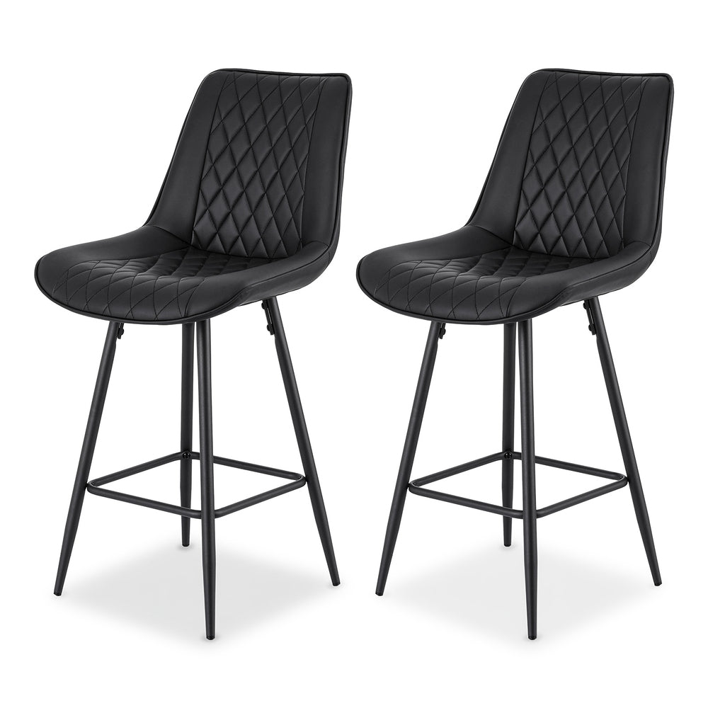 Artiss Set of 2 Bar Stools Kitchen Dining Chair Counter Stool Diamond PU Leather Black