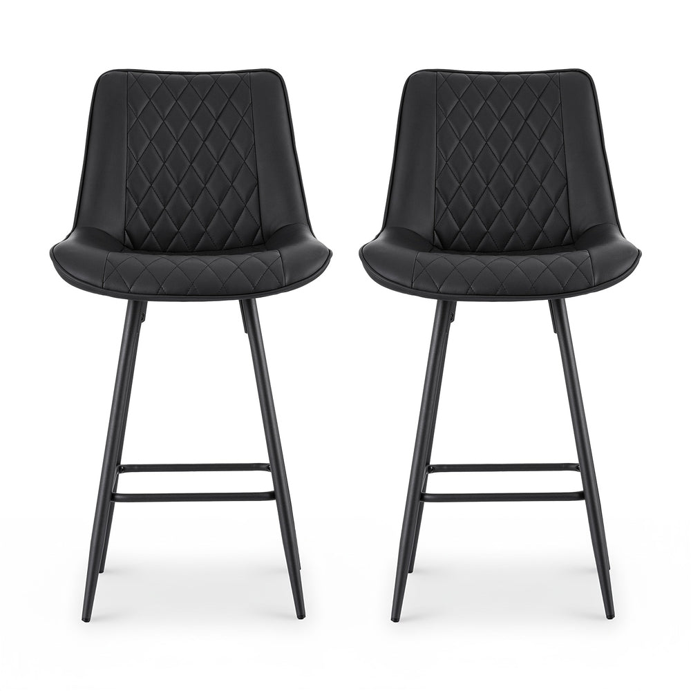 Artiss Set of 2 Bar Stools Kitchen Dining Chair Counter Stool Diamond PU Leather Black