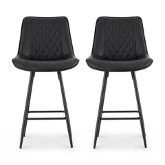Artiss Set of 2 Bar Stools Kitchen Dining Chair Counter Stool Diamond PU Leather Black