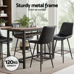 Artiss Set of 4 Bar Stools Kitchen Dining Chair Counter Stool Diamond PU Leather Black