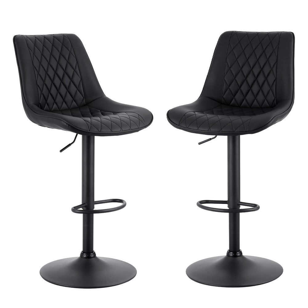 Artiss Set of 2 Bar Stools Kitchen Swivel Gas Lift Counter Chair Diamond Leather Black
