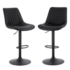 Artiss Set of 2 Bar Stools Kitchen Swivel Gas Lift Counter Chair Diamond Leather Black