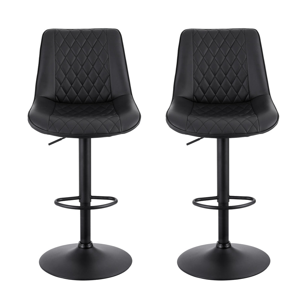 Artiss Set of 2 Bar Stools Kitchen Swivel Gas Lift Counter Chair Diamond Leather Black