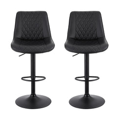 Artiss Set of 2 Bar Stools Kitchen Swivel Gas Lift Counter Chair Diamond Leather Black