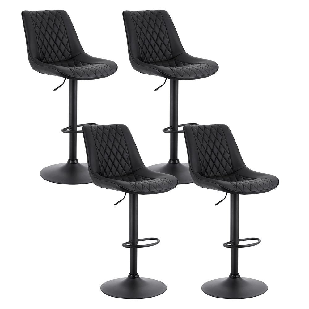 Artiss Set of 4 Bar Stools Kitchen Swivel Gas Lift Counter Chair Diamond Leather Black