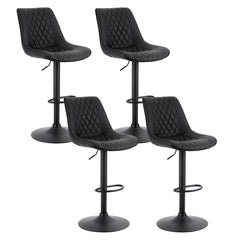 Artiss Set of 4 Bar Stools Kitchen Swivel Gas Lift Counter Chair Diamond Leather Black