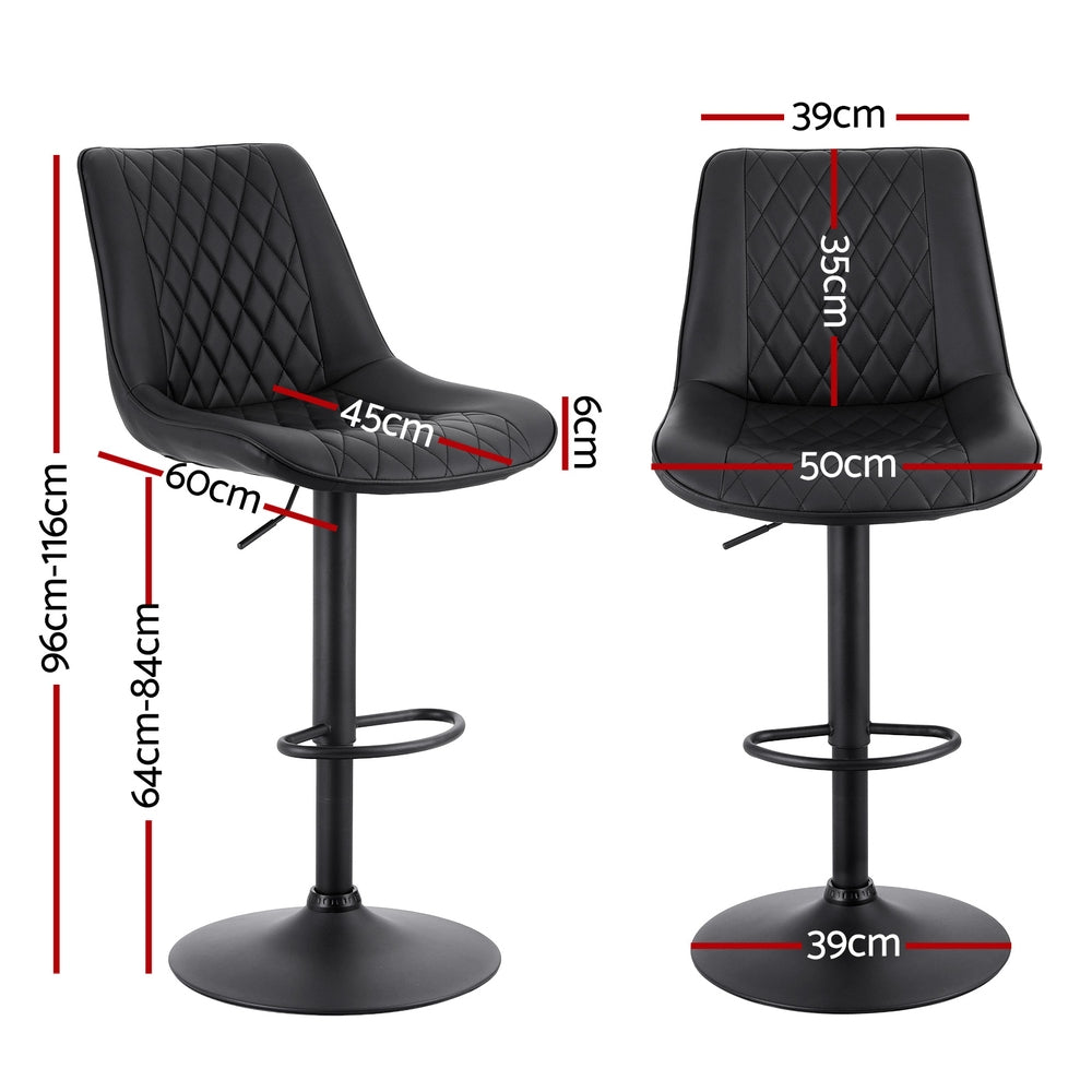 Artiss Set of 4 Bar Stools Kitchen Swivel Gas Lift Counter Chair Diamond Leather Black