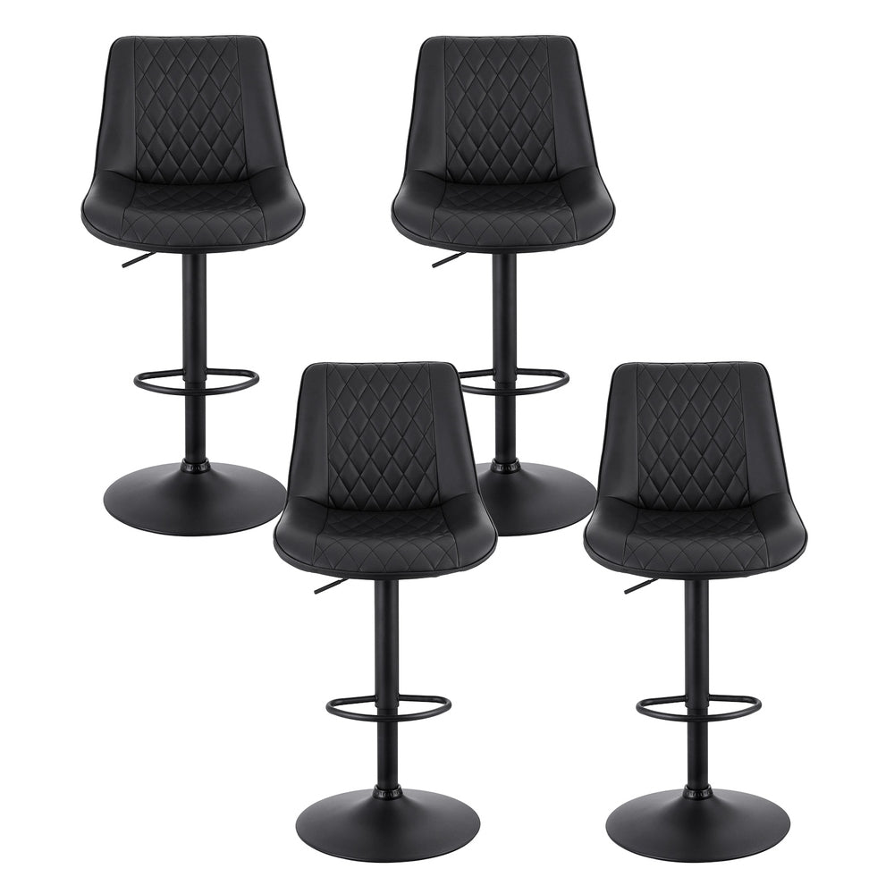 Artiss Set of 4 Bar Stools Kitchen Swivel Gas Lift Counter Chair Diamond Leather Black