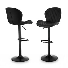 Artiss Set of 2 Bar Stools Kitchen Swivel Gas Lift Counter Chair Shell Leather Black