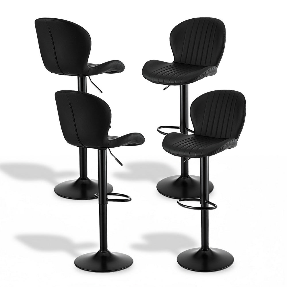 Artiss Set of 4 Bar Stools Kitchen Swivel Gas Lift Counter Chair Shell Leather Black