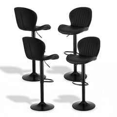 Artiss Set of 4 Bar Stools Kitchen Swivel Gas Lift Counter Chair Shell Leather Black