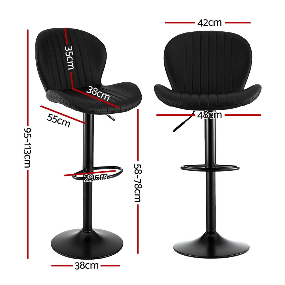 Artiss Set of 4 Bar Stools Kitchen Swivel Gas Lift Counter Chair Shell Leather Black