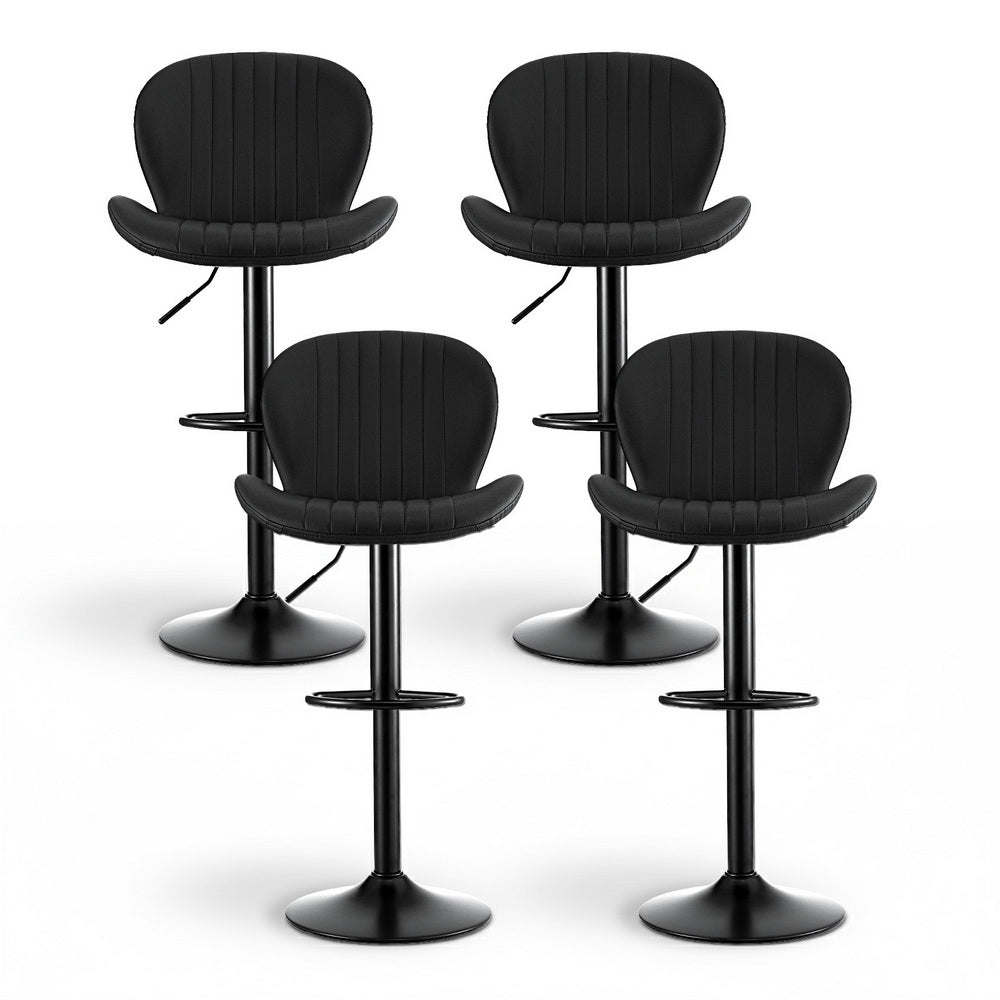 Artiss Set of 4 Bar Stools Kitchen Swivel Gas Lift Counter Chair Shell Leather Black