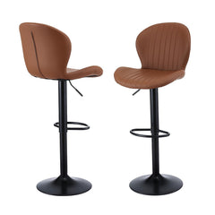 Artiss Set of 2 Bar Stools Kitchen Swivel Gas Lift Counter Chair Shell Leather Brown