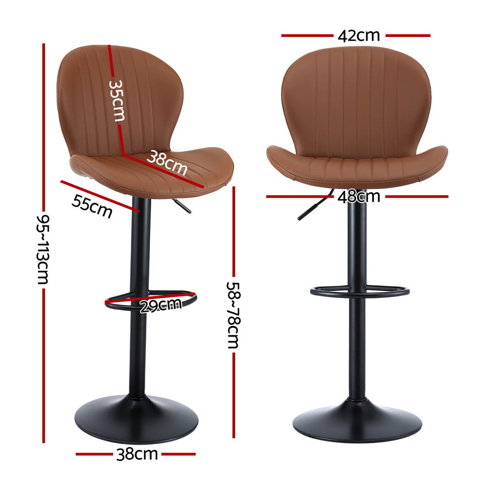 Artiss Set of 4 Bar Stools Kitchen Swivel Gas Lift Counter Chair Shell Leather Brown