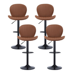 Artiss Set of 4 Bar Stools Kitchen Swivel Gas Lift Counter Chair Shell Leather Brown