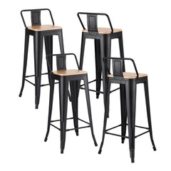 Artiss Set of 4 Bar Stools Kitchen Counter High Chair Dining Stackable Metal Black
