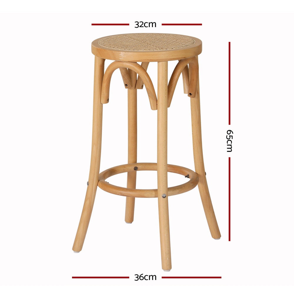 Artiss Set of 4 Bar Stoosl Rattan Seat Wooden