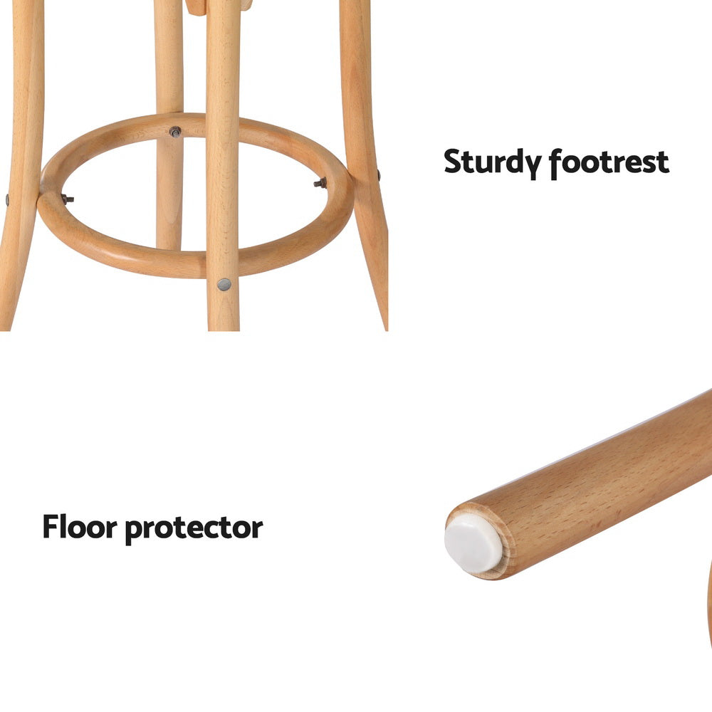 Artiss Set of 4 Bar Stoosl Rattan Seat Wooden