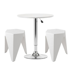 Artiss Bar Stools and Table Set 3PCS Dining Desk Kitchen Chairs Cafe Pub White