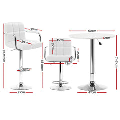 Artiss Bar Table and Stools Set Dining Desk Kitchen Chairs Cafe Pub