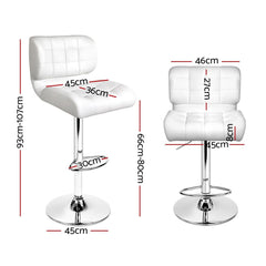 Artiss 4x Bar Stools Gas Lift Leather Padded White