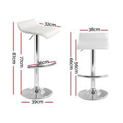 Artiss 2x Bar Stools Adjustable Gas Lift Chairs White