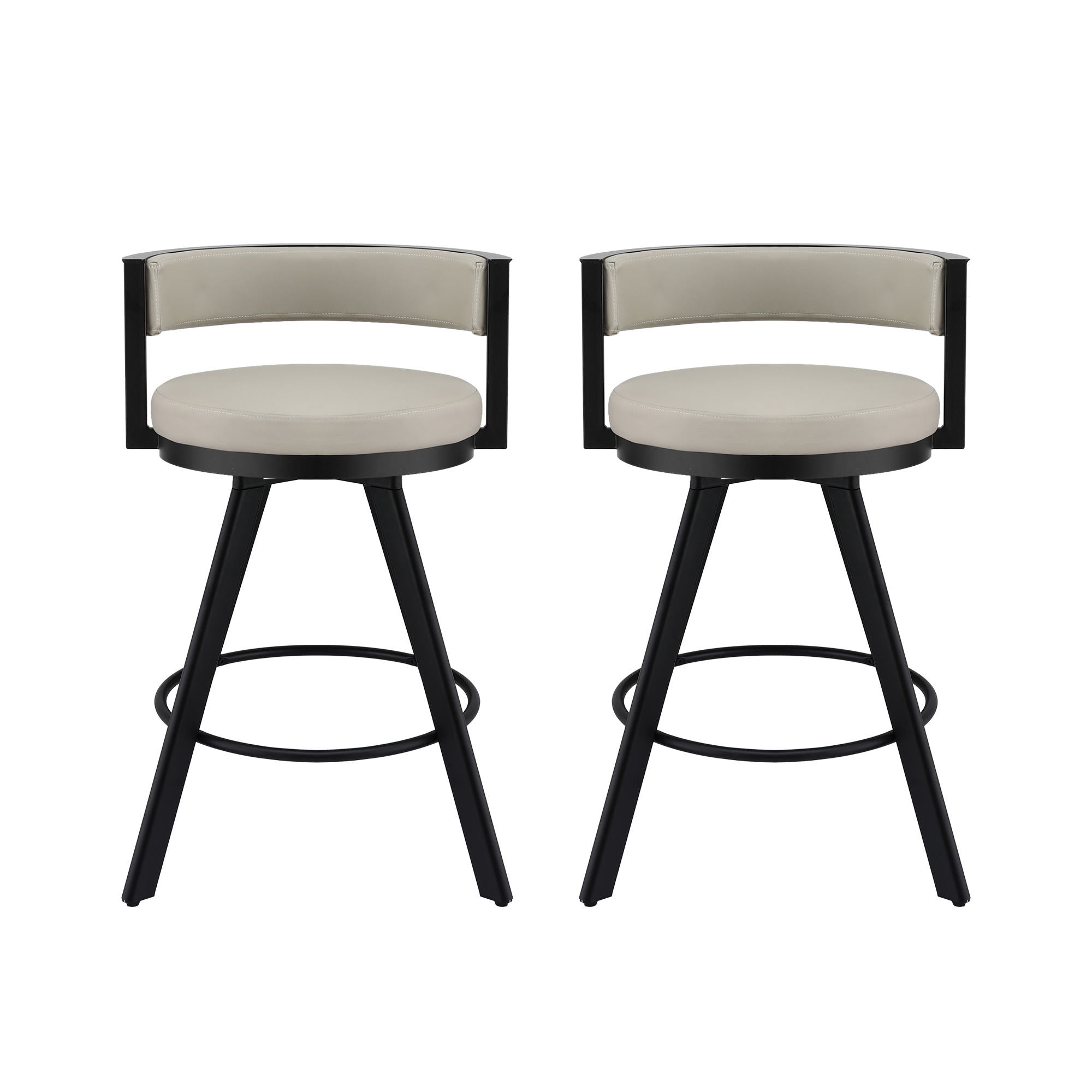 Artiss Bar Stools Set of 2 Swivel Kitchen Chair Metal Counter Beige Leather