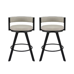 Artiss Bar Stools Set of 2 Swivel Kitchen Chair Metal Counter Beige Leather