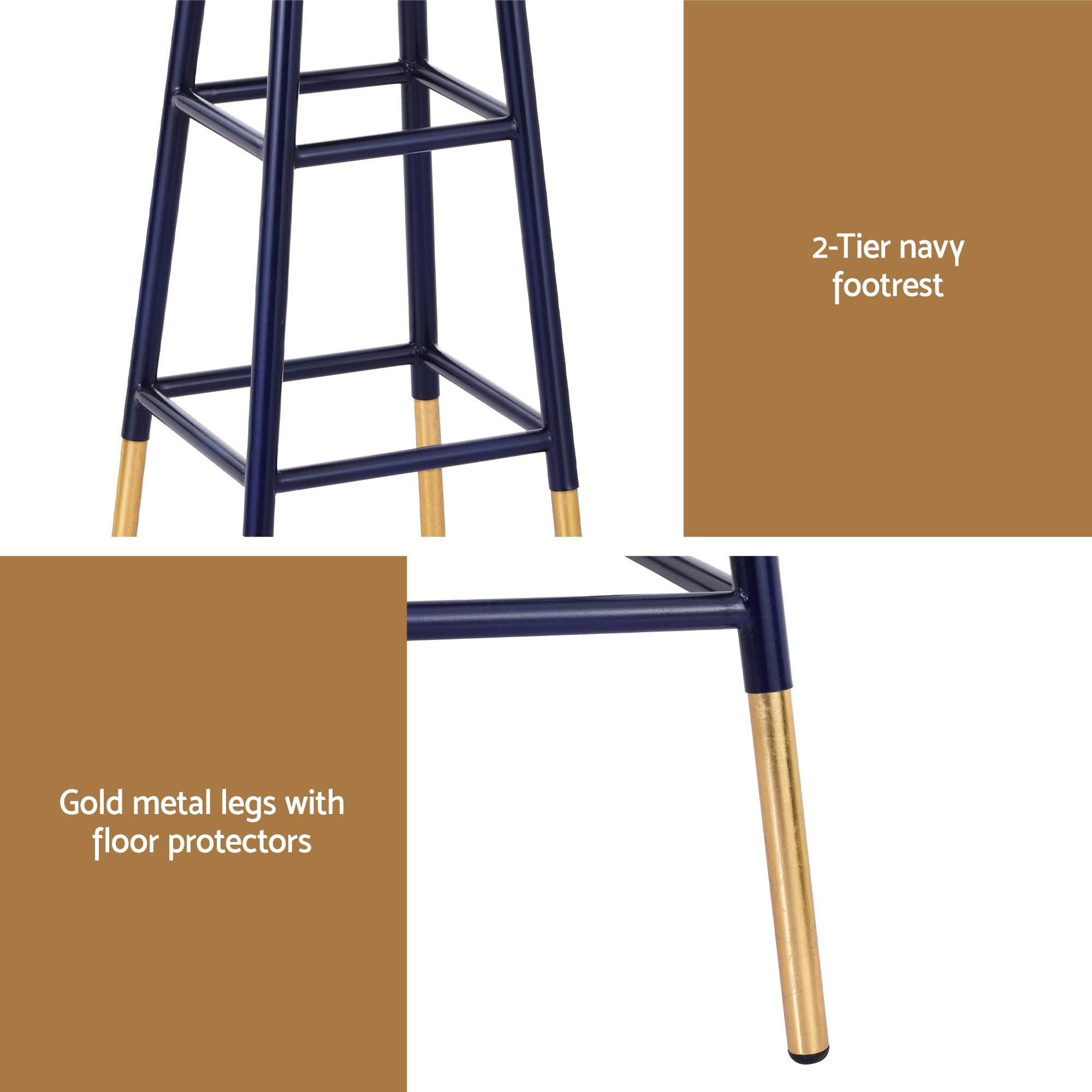 Artiss Bar Stools Metal Gold Navy Free Delivery