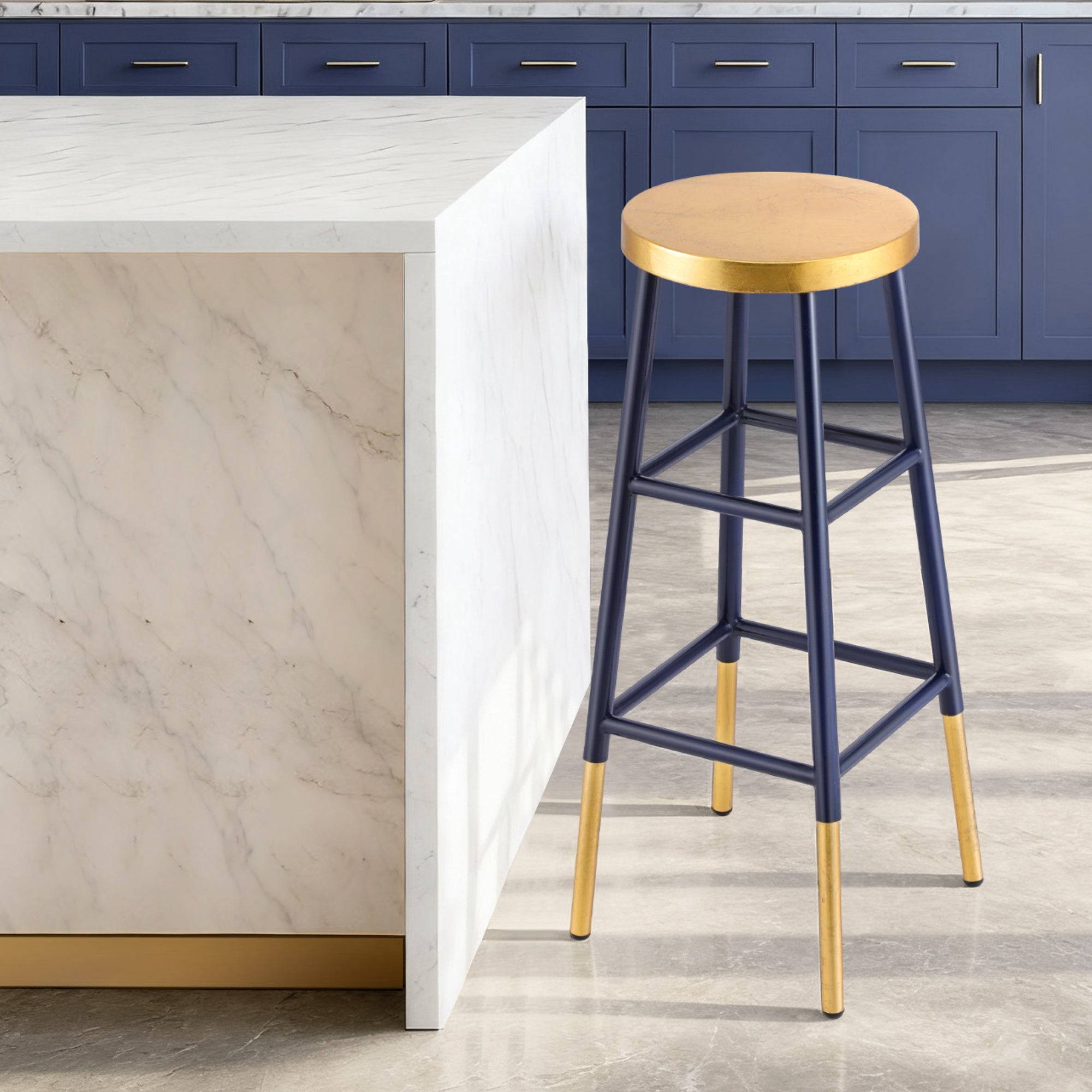 Artiss Bar Stools Metal Gold Navy Free Delivery