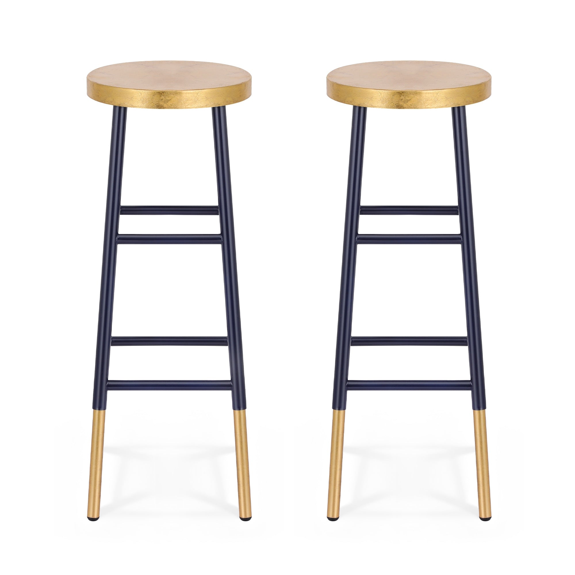 Artiss Set of 2 Bar Stools Metal Gold Navy
