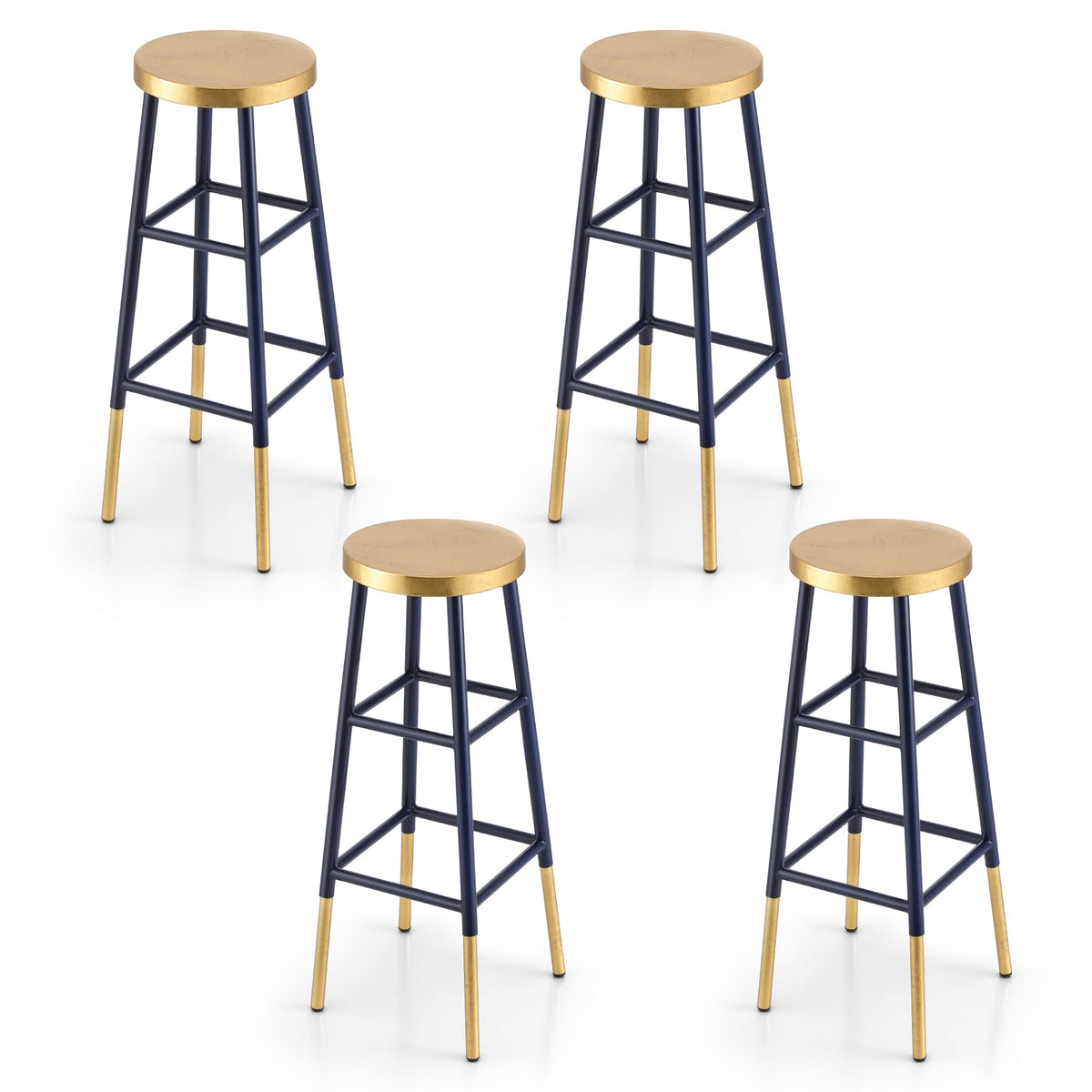 Artiss Set of 4 Bar Stools Metal Gold Navy