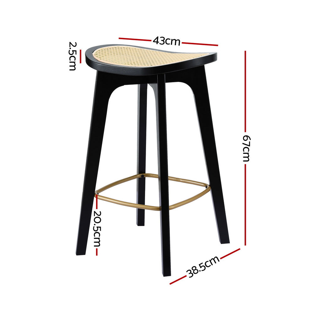 Artiss Set of 4 Bar Stools Rattan Counter Kitchen Dinning Chair Bamboo Saddle Black