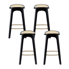 Artiss Set of 4 Bar Stools Rattan Counter Kitchen Dinning Chair Bamboo Saddle Black