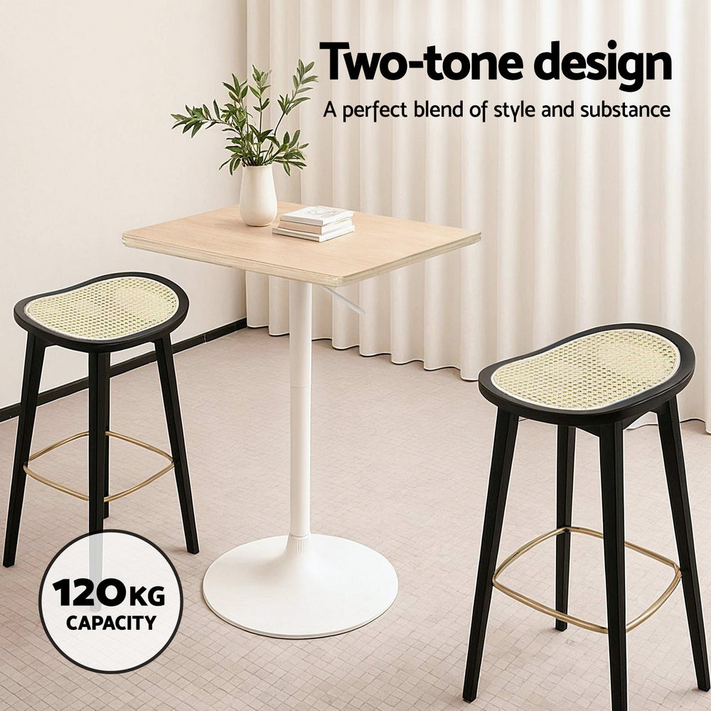 Artiss Set of 4 Bar Stools Rattan Counter Kitchen Dinning Chair Bamboo Saddle Black